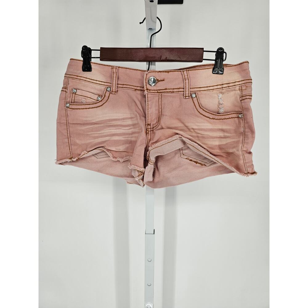 Klip Jeans Women Pink Button Closer Pockets Denim Mid Rise Cotton Shorts Size 11